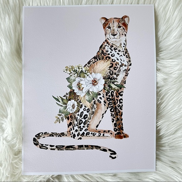 Cheetah Watercolor Illustration Wall Art Print Poster Unframed - Picture 12 of 16